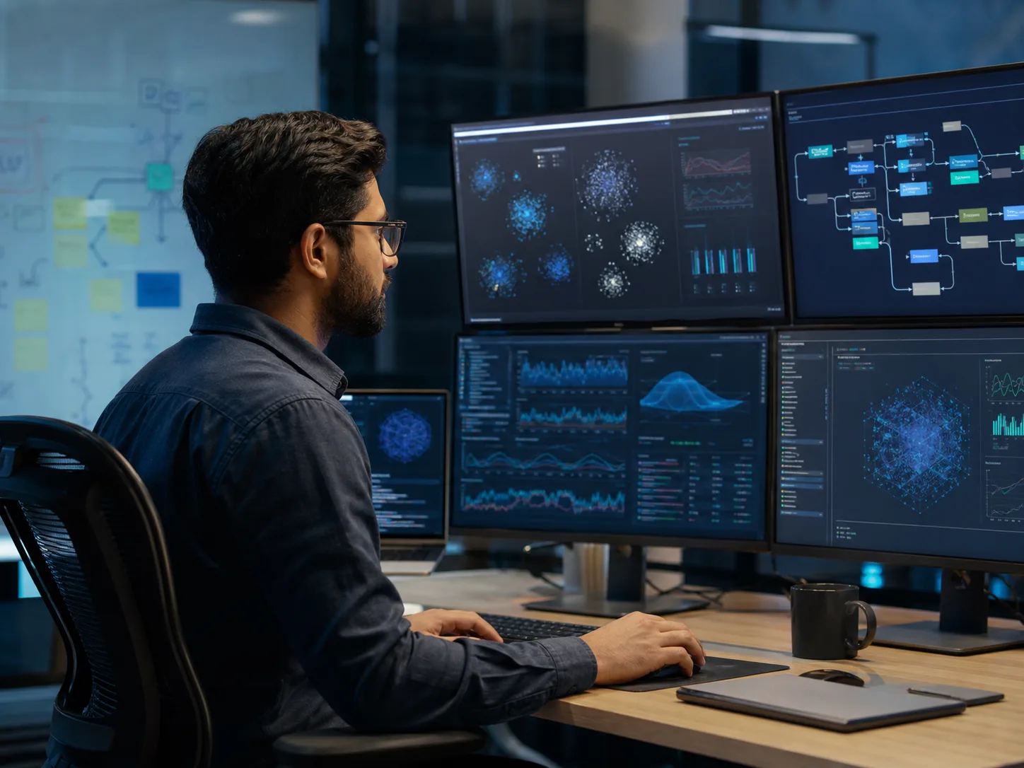 Machine learning engineer monitoring model experiments and deployment pipelines